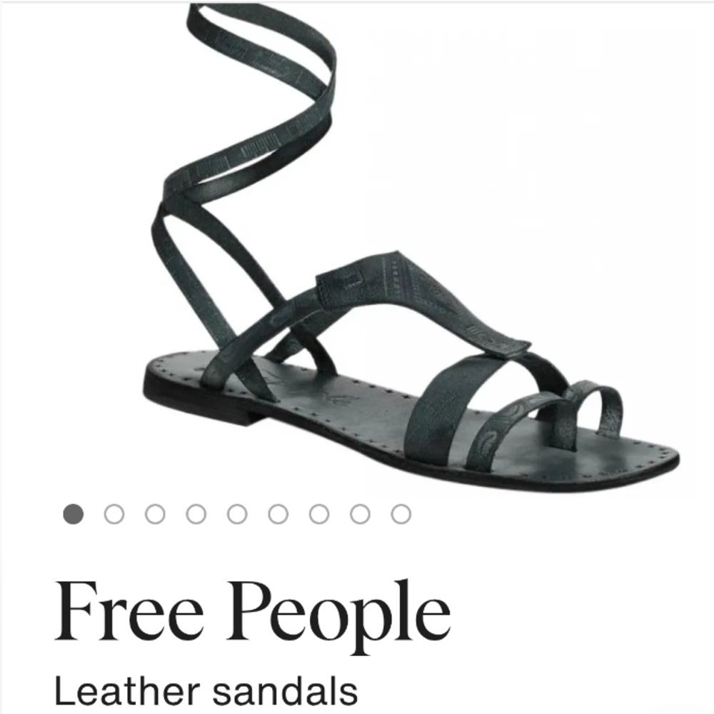 Free People Black Leather Sandals Size 8-9